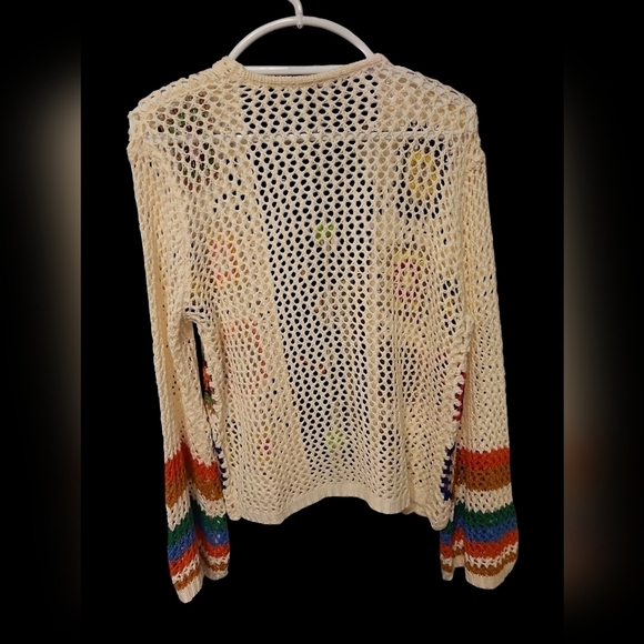 NEW Crochet lightweight Floral Cardigan Sweater Med - Picture 6 of 7